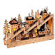 Wooden Christmas village set: snowy slope with lights and motion, 12x18x4 in s4