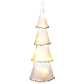 Árbol vidrio led blanco cálido 20 cm vidrio satinado cristales ámbar