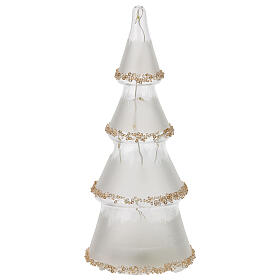 Sapin LED blanc chaud 20 cm verre satiné cristaux ambre