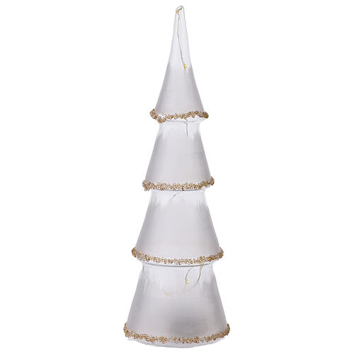 Albero vetro led bianco caldo 20 cm vetro satinato cristalli ambra 3