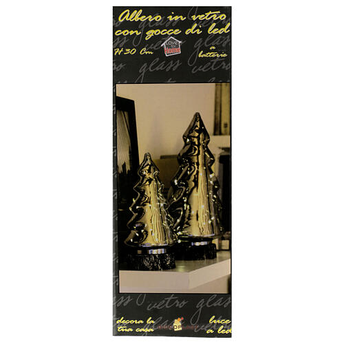 Glasbaum, LED warmweiß, 30 cm, Rauchglas mit Sockel in Baumstammoptik 3