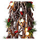 Crisscrossed wooden tree, h 24 in, 15 LED balls, berries and pinecones s2