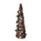 Crisscrossed wooden tree, h 24 in, 15 LED balls, berries and pinecones s3