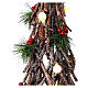 Crisscrossed wooden tree, h 24 in, 15 LED balls, berries and pinecones s4