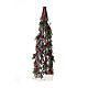 Crisscrossed wooden tree, h 24 in, 15 LED balls, berries and pinecones s5