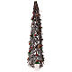 Tree of crisscrosses wood, h 32 in, 20 LED balls, berries and pinecones s4