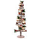 Sapin Noël spirale bois 55 cm 10 lumières LEDs blanc pommes de pin baies s3