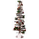 Sapin Noël spirale bois 55 cm 10 lumières LEDs blanc pommes de pin baies s4