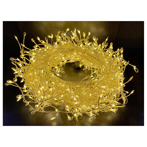 Catena cluster 750 gocce LED bianco caldo timer int est 15 metri 1