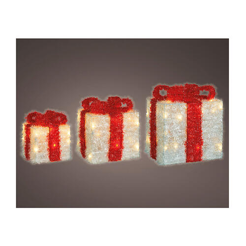 Set of 3 LED Christmas presents, warm white lights, indoor decoration 5