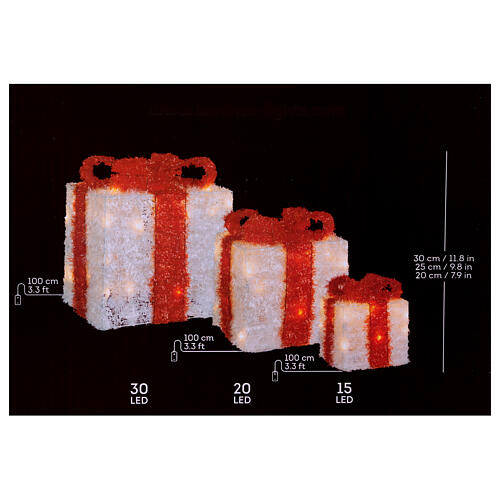 Luce set 3 pacchi regalo bianco caldo LED uso interno 4