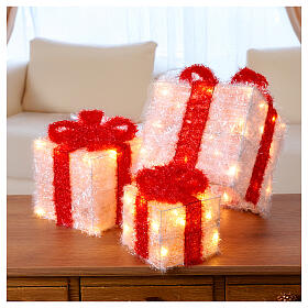 Light set 3 warm white LED indoor gift boxes