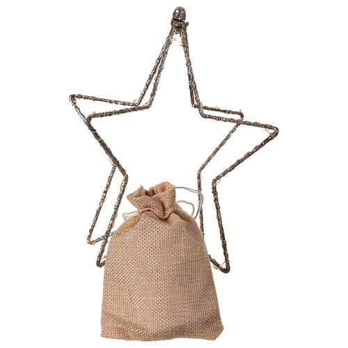 Baumspitze Stern aus Metall, goldfarben, mit LED-Beleuchtung – 25 × 20 cm, 20 warmweiße LEDs, für Innenbereiche 5