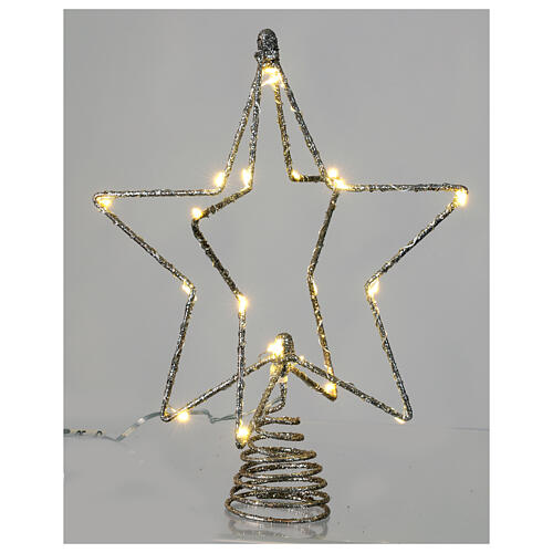 Star-shaped Christmas tree topper with 20 LEDs, 10x8 in 3