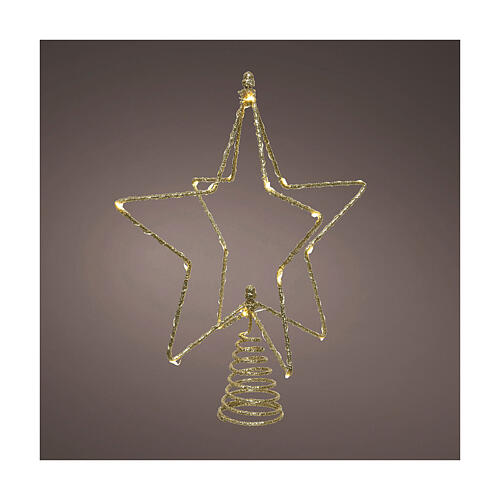 Puntale stella luci 20 LED 25x20 cm albero di Natale 1