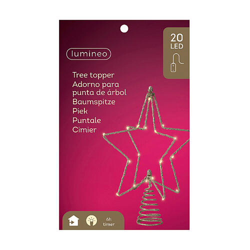 Ponteira estrela luzes 20 LEDs 25x20 cm árvore de Natal 4