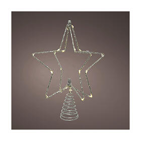 Silver star-shaped Christmas tree topper with 20 LEDs, 10x8 in