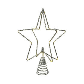 Silver star-shaped Christmas tree topper with 20 LEDs, 10x8 in