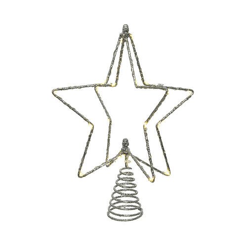 Silver star-shaped Christmas tree topper with 20 LEDs, 10x8 in 2