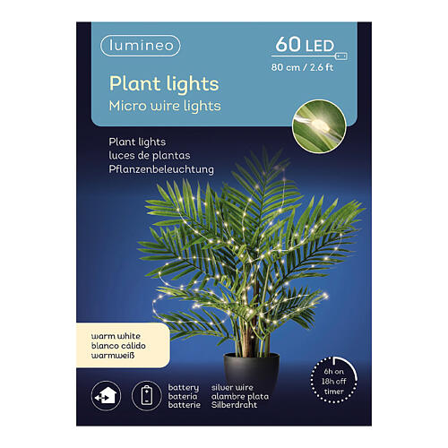 Cortina prateada de luzes para plantas interior e exterior 60 microLEDs 80 cm 4
