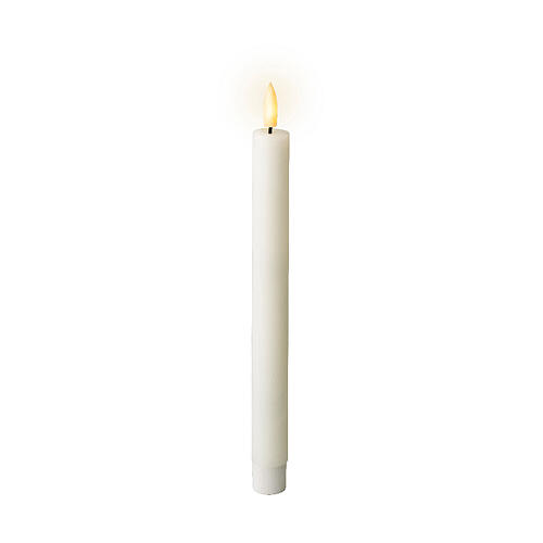 Set of 2 white LED candles with wax wick, h 10 in, for indoor candlestick 3