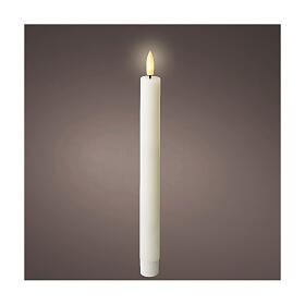 Set of 2 white LED candles with wax wick h 25 cm inside candelabra