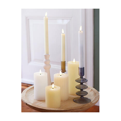 Set of 2 candles for chandelier, LED light with wax wick, 10 in 2