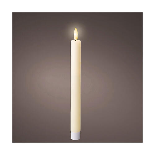 Set of 2 LED taper candles 25 cm wax wick 1