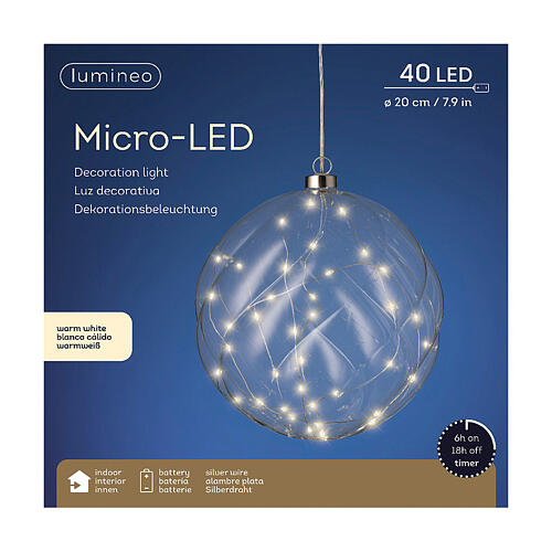 LED Christmas ball of 8 in, indoor decoration 4