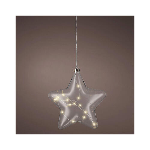 LED-Weihnachtslicht in Sternform aus Glas – Ø 20 cm, warmweiß, für Innenbereich 1