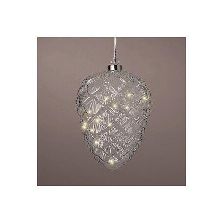 Éclairage de Noël LED pomme de pin verre h 20 cm diamètre 15 cm 2