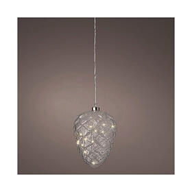 Enfeite luminoso de Natal microLED pinha h 20 cm diâmetro 15 cm