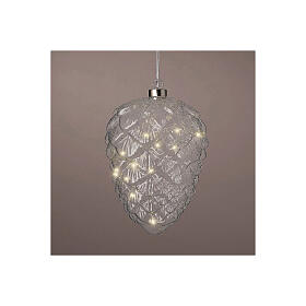 Enfeite luminoso de Natal microLED pinha h 20 cm diâmetro 15 cm