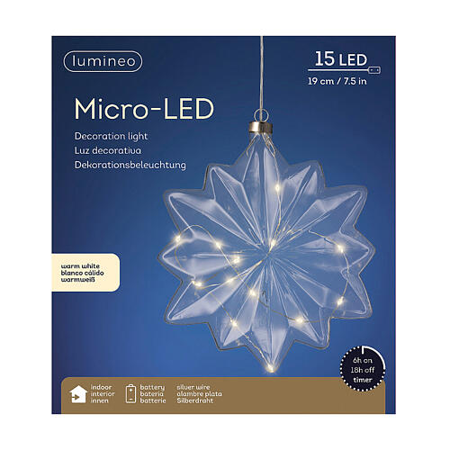 Luz micro LED Navidad flor diámetro 19 cm uso interior 4