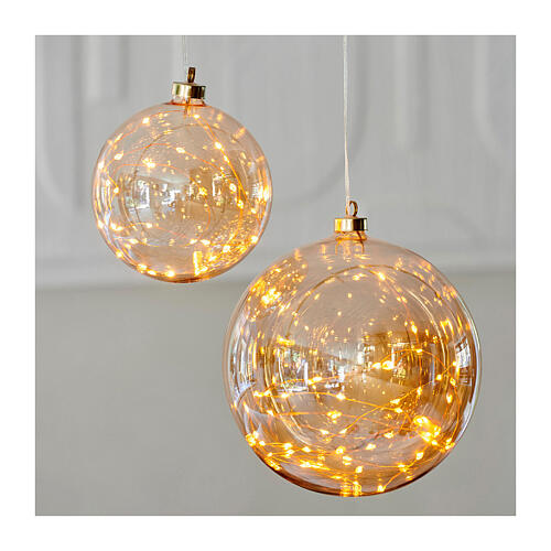 Pallina micro LED ambra diametro 20 cm uso interno decorazione 2