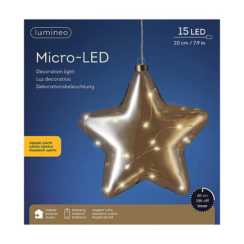 Luce decorativa natalizia stella micro LED diametro 20 cm 4