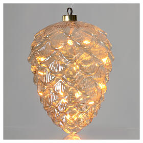 Éclairage micro LED Noël pomme de pin h 21 cm diamètre 15 cm pour intérieur