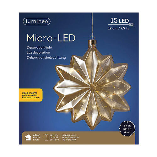 LED-Weihnachtslicht in Blütenform aus Glas mit Mikro-LEDs – Ø 19 cm, warmweiß, für Innenbereich 4