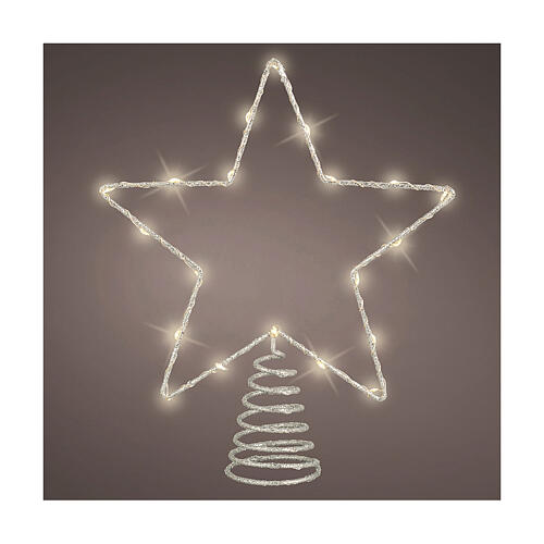 LED-Baumspitze in Sternform mit Mikro-LEDs – 27 × 22 cm, Silber, warmweiß, für Innenbereich 1