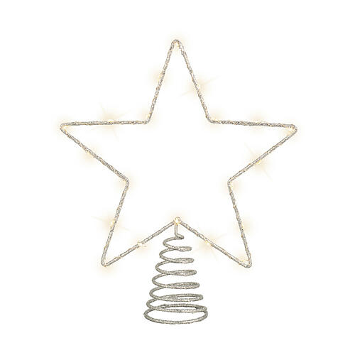 LED-Baumspitze in Sternform mit Mikro-LEDs – 27 × 22 cm, Silber, warmweiß, für Innenbereich 2