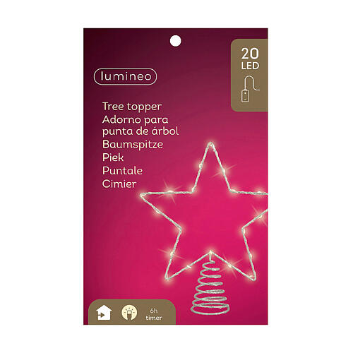 LED-Baumspitze in Sternform mit Mikro-LEDs – 27 × 22 cm, Silber, warmweiß, für Innenbereich 3
