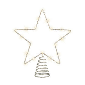 MicroLED Christmas tree topper, silver star, indoor use, 11x9 in