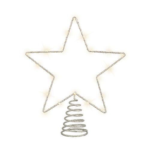 MicroLED Christmas tree topper, silver star, indoor use, 11x9 in 2