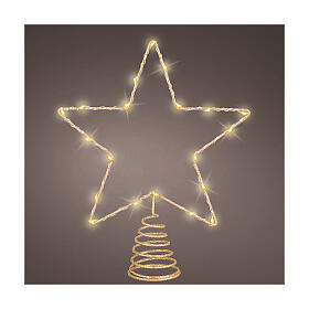 MicroLED Christmas tree topper, golden star, indoor use, 11x9 in