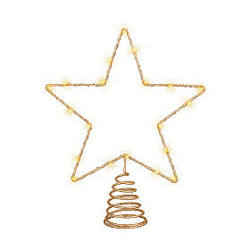 MicroLED Christmas tree topper, golden star, indoor use, 11x9 in