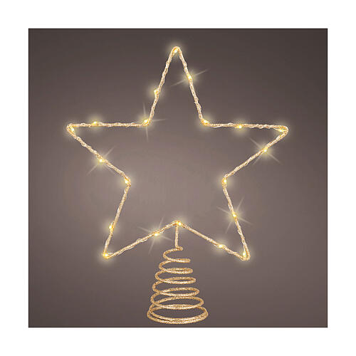 MicroLED Christmas tree topper, golden star, indoor use, 11x9 in 1