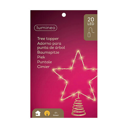 Ponteira árvore de Natal microLED estrela 27x22 cm ouro 3