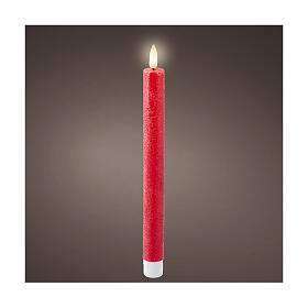 Set 2 candele a LED rossa in cera per interni h 24,5 cm