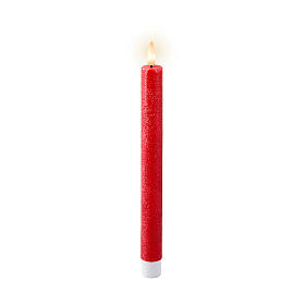 Set 2 candele a LED rossa in cera per interni h 24,5 cm