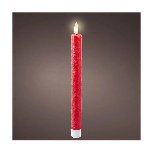 Set 2 candele a LED rossa in cera per interni h 24,5 cm 1